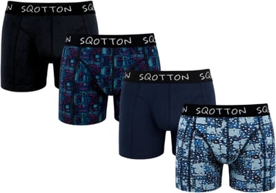 SQOTTON® Heren Boxershorts 4-Pack - Normale Lengte - Katoenen boxer - Heren onderbroek - Digital Storm - Maat M