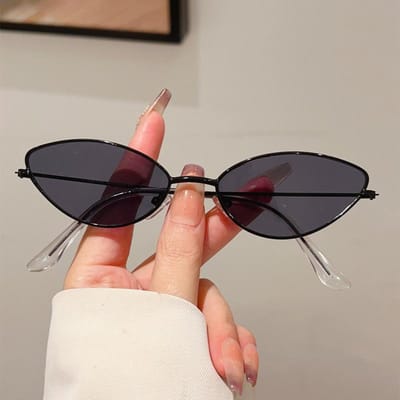 Vintage Kattenoog Zonnebril Metalen Klein Montuur UV400 Bescherming Unisex Punk Hip Hop Designer Bril Luxe Merk As The Picture