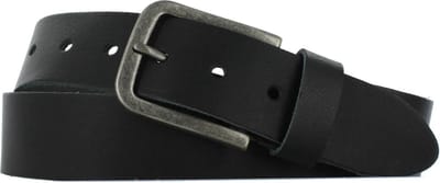 Leren Heren/Dames Riem | 4cm breed | Riemmaat: 95cm (totale lengte: 110cm) | 100% echt leer | Kleur: zwart | Nikkelvrije gesp