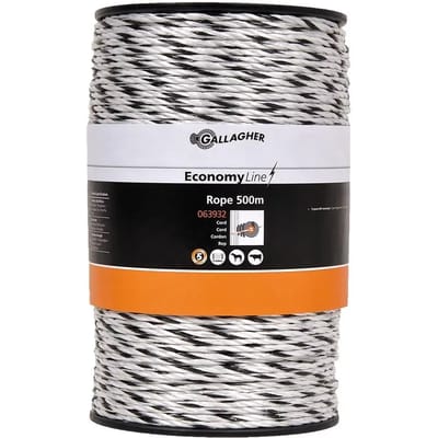 Gallagher EconomyLine Cord Wit (500m) - Duurzaam cord voor grote schrikdraadinstallaties