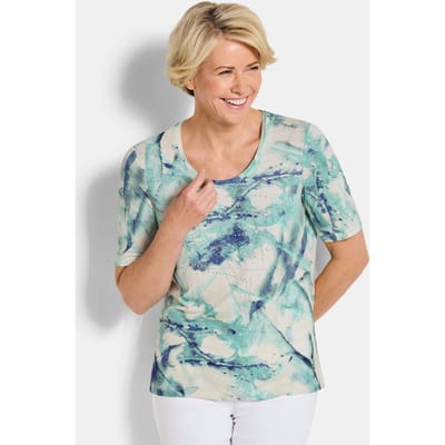 Jersey shirt met glittersteentjes - türkis / gedess. - Gr. 19 van Goldner Fashion