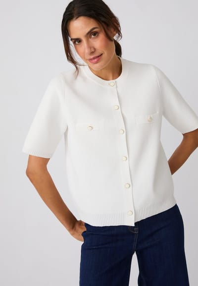 Damart - Milano breisel cardigan - Dames - Wit - S