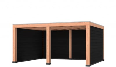 Douglas overkapping, 500 x 400, met achterwand en twee zijwanden, Westwood Robuust zwart