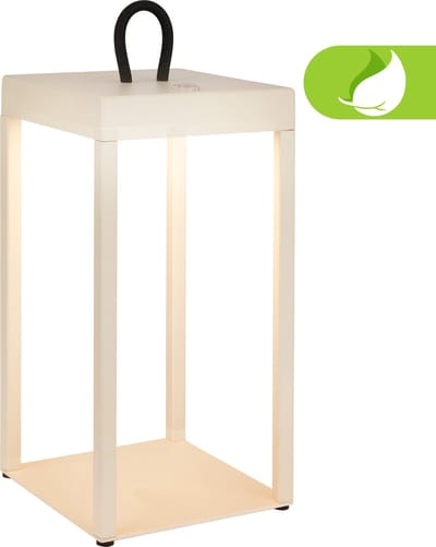 BRILONER Luca – Oplaadbare Tafellamp lantaarn – dimbaar buitenlap – tuinverlichting – IP44 voor binnen & buiten – 31,5 x 13 x 13 cm – beige