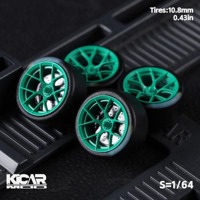Kicarmod 1/64 Modelauto Hars Dynamisch Lagers Wiel Wielen Met Rubberen Banden Remschijf Diameter 10.5Mm&10.8Mm Voor Mini Gt