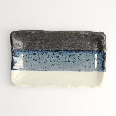 Tokyo Design Studio - Mino Craft Bord - Rechthoekig - Zwart/Blauw/Wit - 22,2 x 13,3 x 2,5 cm