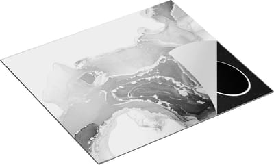 Chefcare Inductie Beschermer Abstracte Kunst van Marmer - Zwart Wit - 60x50 cm - Afdekplaat Inductie - Kookplaat Beschermer - Inductie Mat