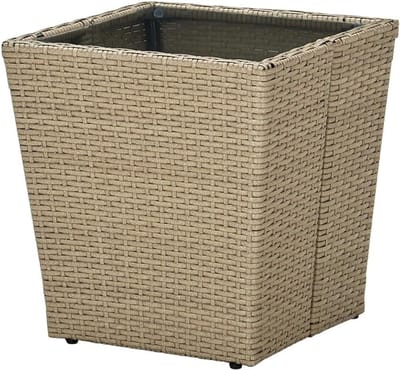 Bijzettafel - Terrastafel Tuinstafel - Buiten Zetten - Weerbestendig Rotan - 415 x 415 x 44 cm - Beige