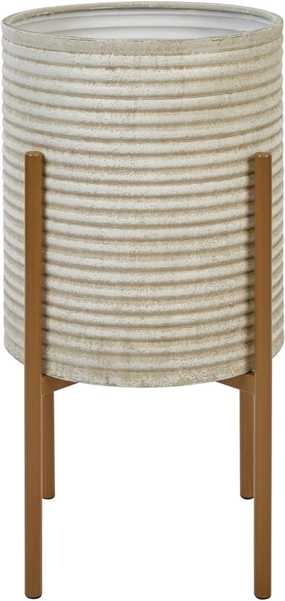 ALPINUS - Bloempot - Taupe - 31 x 31 x 58 cm - Metaal