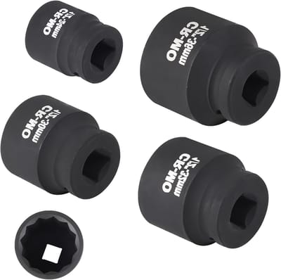 Complete 4-delige steeksleutelset 1/2 inch met 36, 32, 30 en 24 mm maten, 12-kantige moersleutels, hex schroevendraaier en duurzame chrome vanadium staal constructie