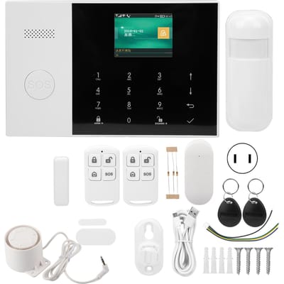 Système d'alarme WIFI + GSM + GPRS 2,4 pouces TFT Détecteur antivol avec bouton SOS pour la surveillance à domicile pour black