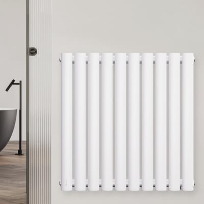 Blumfeldt Heizkörper Middenaansluiting - 462 W Wandheizkörper, Staal Poedercoating, Enkel, Energiebesparende Warmwaterbedrijf, Design-Heizkörper Voor Bad & Woonruimtes, 60x60 cm, Wit