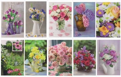 10 Luxe Verschillende Blanco Wenskaarten Bloemen - Blanco 11-25-02 - Gratis verzonden