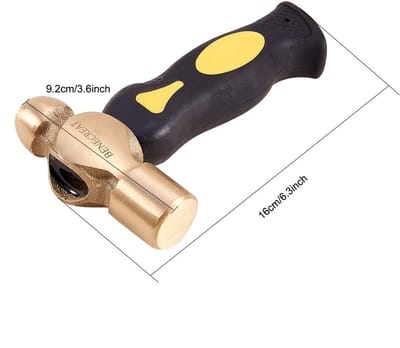 Dailygoods- Stempelhamer Messing Kop - Korte Handgreep - Dubbelzijdige Malletkop - 16 cm Lang - Voor Sieraden Maken - Maximale Controle - Sieradenhamer