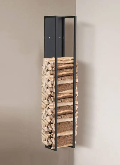 Brandhoutrek - Houtopslag - Haardhout Opslag - Met Achterwand - 140 cm Hoog - Zwart