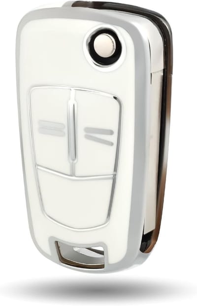 Sleutelhoes voor Auto, Sleutelbeschermer, Sleutelhanger, Geschikt voor Opel, Vauxhall Astra, Zafira, Adam, Insignia, Mokka, Corsa, Signum, Tigra, Meriva - Wit