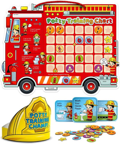 Zindelijkheidstraining Stickers - Beloningskaarten Peuters - Potjestraining Stimuleren - Inclusief Kroon - 27 x 31 cm - Brandweerman