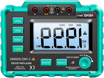 Digitale Megohmmeter - Isolatiemeter Tester - Weerstand Meten - Instelbare Spanning - 165x120x57mm - Groen