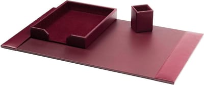 Bureauset 3-delig - Bureau organizer - Bureau organiseren - Duurzaam leervezel - 76 cm - Bordeauxrood
