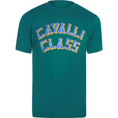 Cavalli Class Gelaagd Logo Groen T-shirt