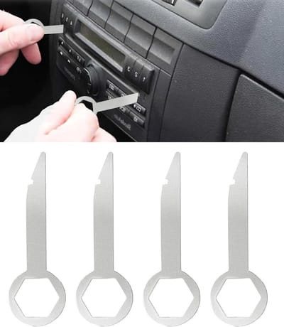Auto Audio Tools - Radio Verwijderaar - Auto Onderhoud - Roestvrij Staal - 4 Stuks - Zilver