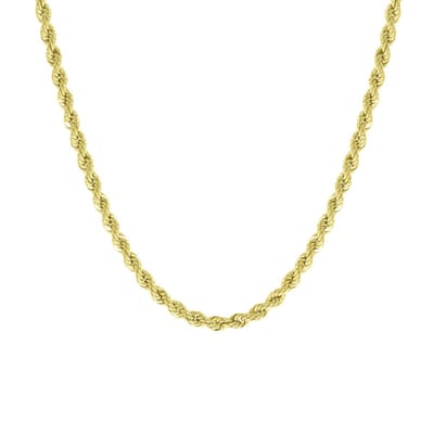 Lucardi Dames Ketting koordschakel - 14 karaat goud - Ketting - Cadeau - 50 cm - Geelgoud