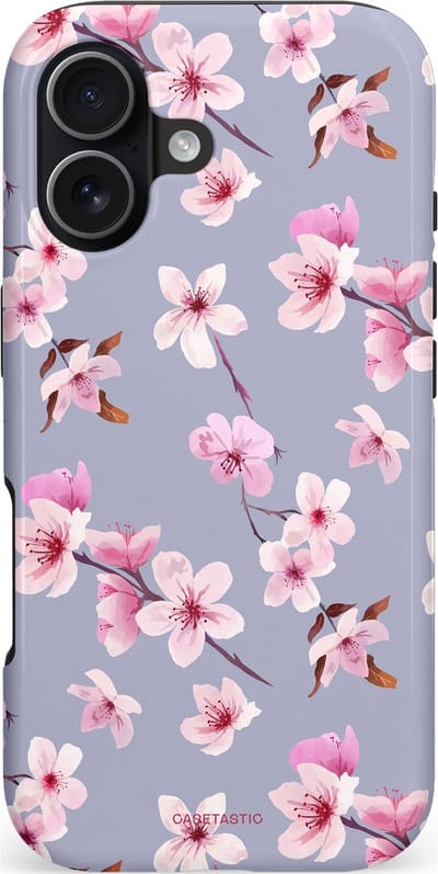 Casetastic hoesje geschikt voor Apple iPhone 17 - MagSafe - Dubbellaagse bescherming - Bloemsem Bries - Fashion Case - Zilver Lichtroze Lila