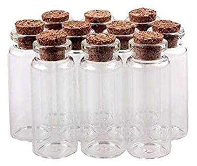 Dailygoods- Glazen Flessen 10ml - 25 Stuks - Met Kurk - Voor Diy /