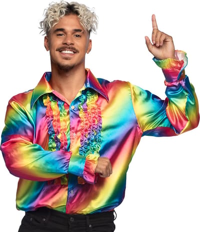 Boland - Shirt Party rainbow (XL) - Volwassenen - Danser/danseres - 80's & 90's - Disco- Pride - Progress