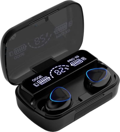 OOQE PRO X9 - Draadloze Oordopjes - Oordopjes Draadloos - Oortjes Draadloos - Water- en Stof Bestendig - Ingebouwde Microfoon - Ingebouwde Powerbank - 80 uur Batterijduur - Geschikt voor TV, Tablet en Laptop - Bluetooth 5.1 - Zwart