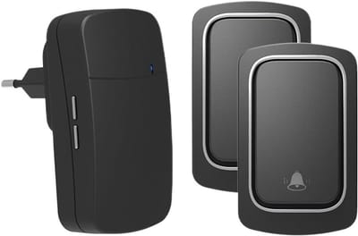 Draadloze Deurbel - Zelfaangedreven Set - Toegang Melding - Geen Batterijen Nodig - 150 Meter Bereik - Zwart
