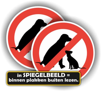 Jerma - Honden niet toegestaan Raamsticker - set van 2 stuks - spiegelbeeld - Binnen plakken - Buiten lezen