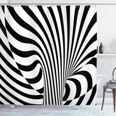 ABAKUHAUS Abstrakt Surreëel Douchegordijn – Houtskool Grijs-Wit 175×220 cm