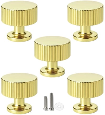 5 X MSQDESIGN Kastknop Goud - Kastknoppen Goud - 5 stuks - Deurknopjes Goud voor kast- Deurknopjes Goud -kast knop Goud - Meubelknop Goud - Meubelknoppen Goud - Deurknopjes Goud - Deurknoppen Goud - Ladeknoppen voor - incl schroeven