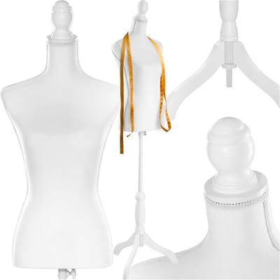 tectake® Damesbuste - Paspop - Kleermaker Dummy - Buste Torso met Houten Standaard - Etalagepop - In Hoogte Verstelbaar: 133 – 168 cm