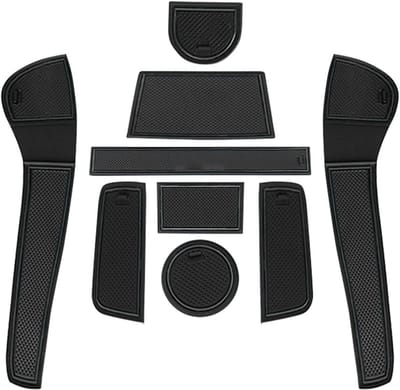 Anti-slip Matset voor VW UP, Seat MII en Skoda Citigo 2013-2024 - Rubber Console, Cup Holder en Opbergruimte Matten, 9-delig (Zwart)