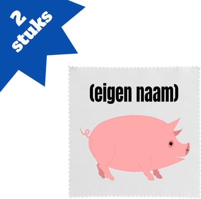 Akyol - varken met eigen naam brillendoekjes - Varken - boeren/varken liefhebbers - iemand die houdt van varkens - verjaardag - cadeau - kado - geschenk - 17,8 bij 17,8 cm - 2 stuks