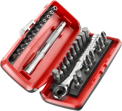 Ratelsleutel Bitset - Gereedschapset - Klus Klaren - Ultra Compact - 41 Delig - Rood