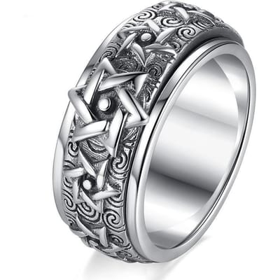 POMOiii Nieuwe Draaibare Ring heren Retro Creatieve Dominante Zespuntige Ster Brede Versie Thaise Wijsvinger Gesloten Accessoire 8