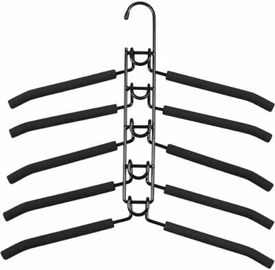 TOVBMUP Kledinghangers - Ruimtebesparende Kledinghanger - Kapstok - Antislip - Metaal - 5 Haken - Zwart