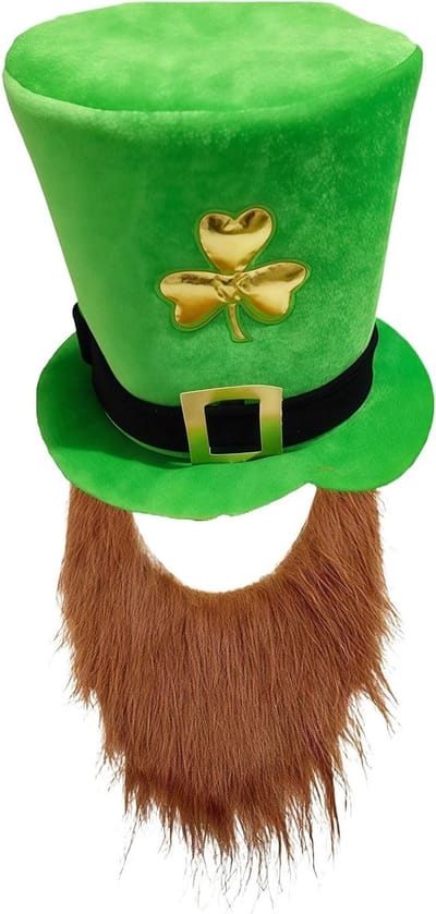 Volwassen Deluxe Groene Kabouter Hoed met Gemberbaard voor St. Patrick's Day, Feestelijke Kleding, Kabouter Kostuum en Decoraties