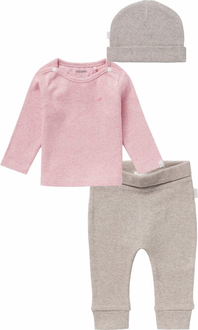Noppies - Kledingset - 3 delig - Broek Naura Taupe - Shirt Natal Roze - Muts Nevel Taupe - Maat 56