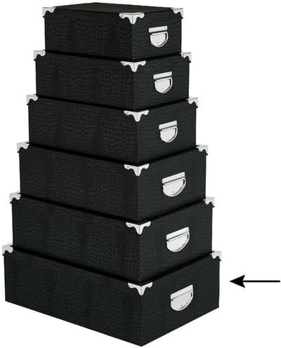 5Five Opbergdoos/box - 2x - zwart - L48 x B33.5 x H16 cm - Stevig karton - Crocobox