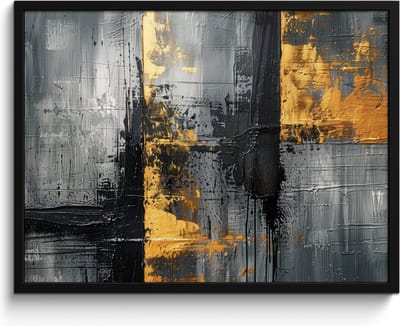 Poster in lijst - Fotolijst 80x60 cm - Posters - Modern - Goud - Grijs - Patroon - Posterlijst zwart - Decoratie - Wanddecoratie woonkamer - Muurdecoratie slaapkamer