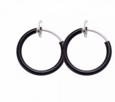 Oorringen- zwart-zilverkleur- fake 12 mm - Charme Bijoux