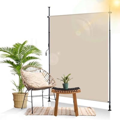 Klemzonneblik - Verticale luifel - Balkon privacy - Installatie zonder boren - 150 x 270 cm - Beige