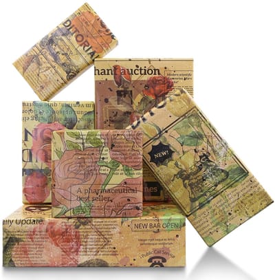 Dailygoods - Vintage rozen geschenkpapier, 6 vellen dubbelzijdig retro bloemen cadeaupapier krantenroos bloem gevouwen kraftpapier gevouwen voor verjaardag, Moederdag, bruiloft, kerstverpakking, 50,8 x 73,7 cm