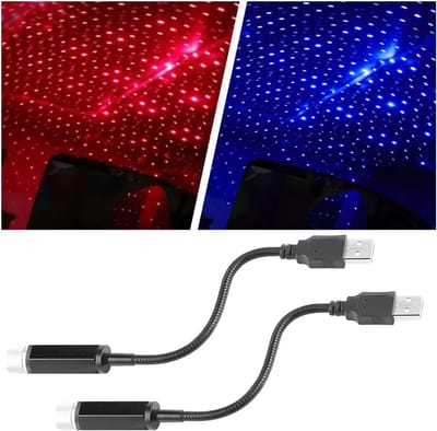 KZQ 2 Stuks Usb Sterrenhemel Projector Draagbare Verstelbare Nachtlamp Romantische Led Sfeerverlichting Plafondlamp Voor Auto Slaapkamer Feestdecoratie Rood Paars Blauw