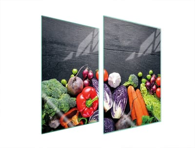 TMK ArtDeko - Glazen Beschermer Voor Kookplaat - 2x 35x52 cm - Vegetarisch Motief