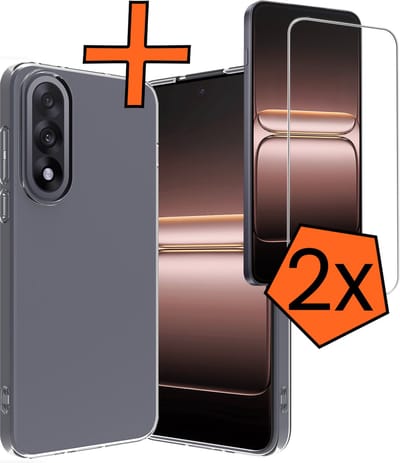 Hoes - Met 2x Screenprotector - Geschikt voor OnePlus Nord 5 - Sterk & Shockproof - Back Cover - Siliconen Case - Telefoon Hoes - Transparant